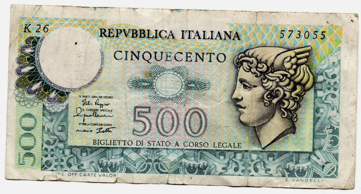 Le 500 lire di carta: fragili come farfalle e quindi sostituite — foto anni 80 e 90